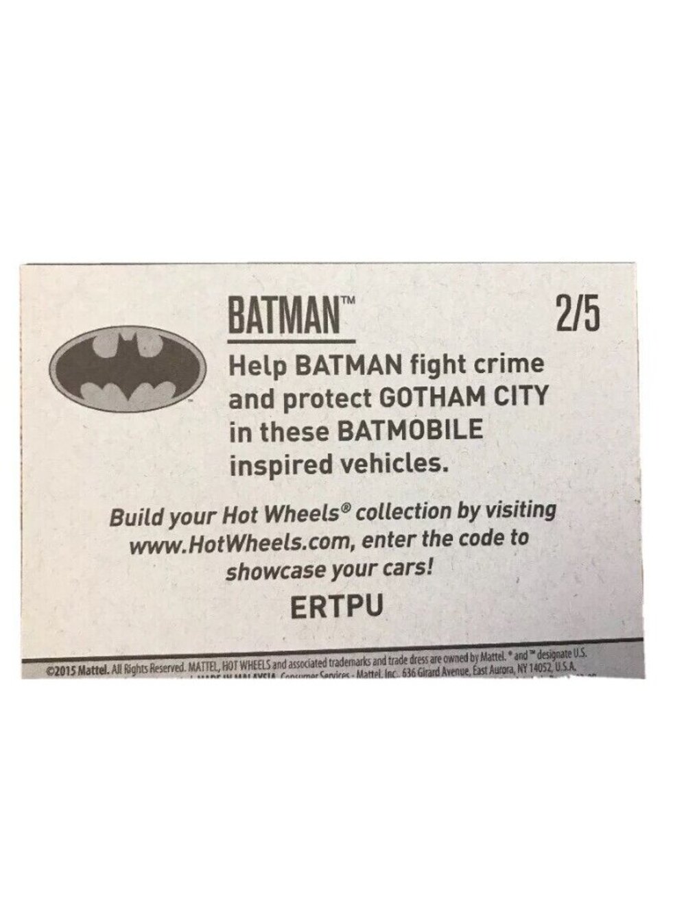 NEW Dark Gray Gotham City's Batman's Batmobile Hot Wheels Car Diecast - Picture 6 of 7